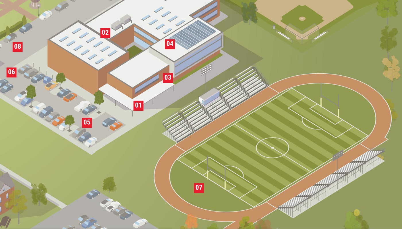 Map showing use of surveillance cameras on a campus